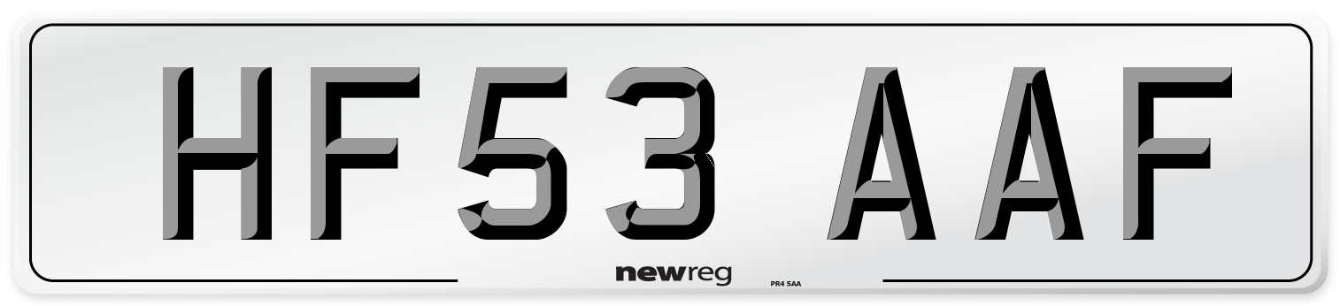 HF53 AAF Number Plate from New Reg
